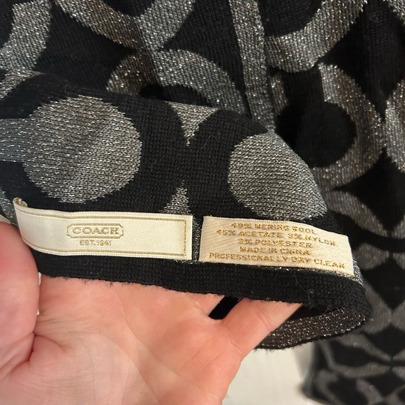 Coach Black and metallic silver scarf - Picture 3 of 3